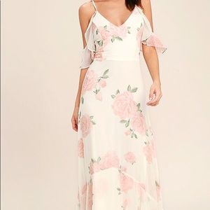Lulus ivory floral maxi dress